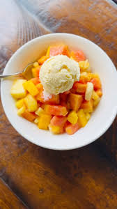 Fresh Fruit Salad with Ice Cream